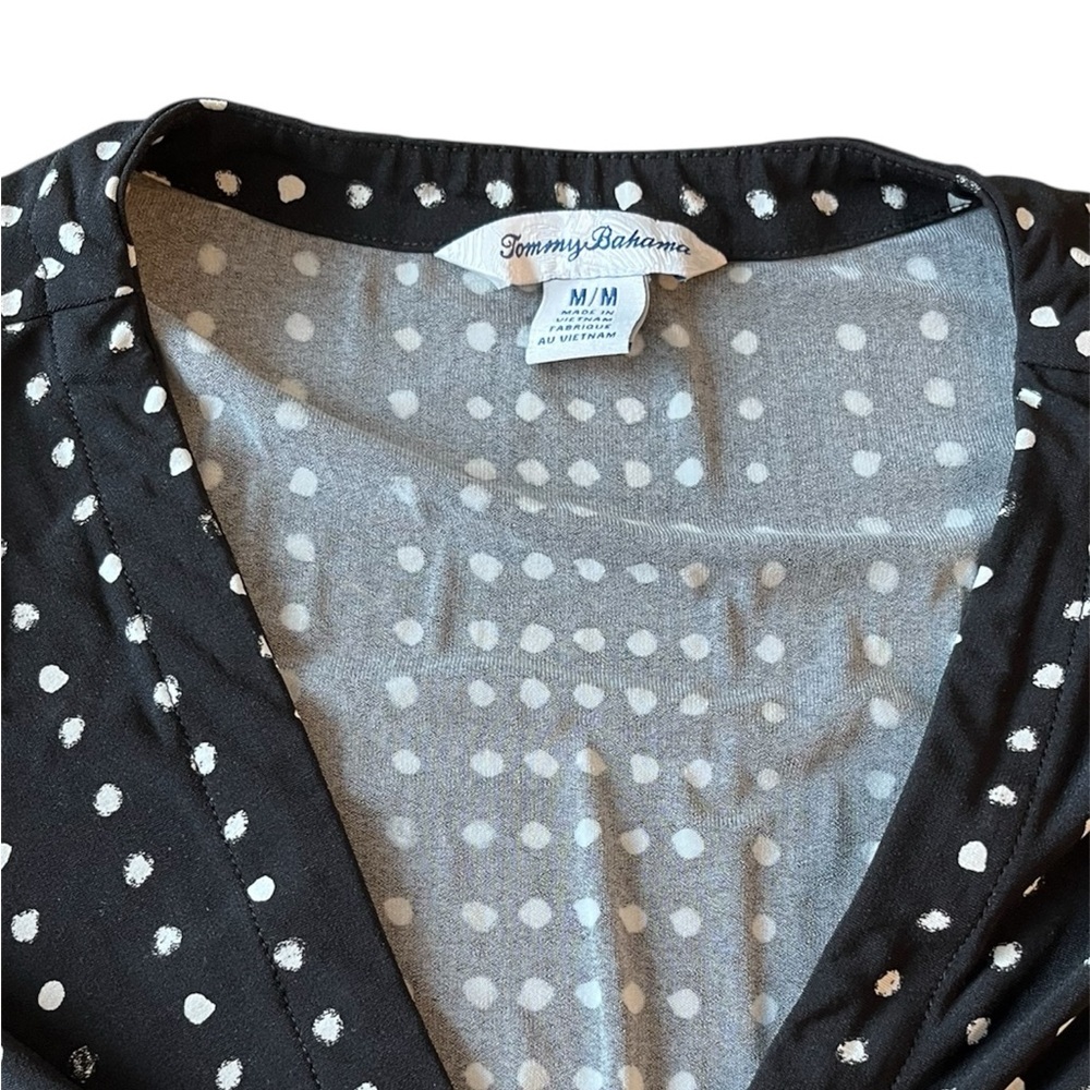 Tommy Bahama Dunmore Dot Black Dress Tassel Ties Size Medium Summer Boho Resort - Picture 3 of 8